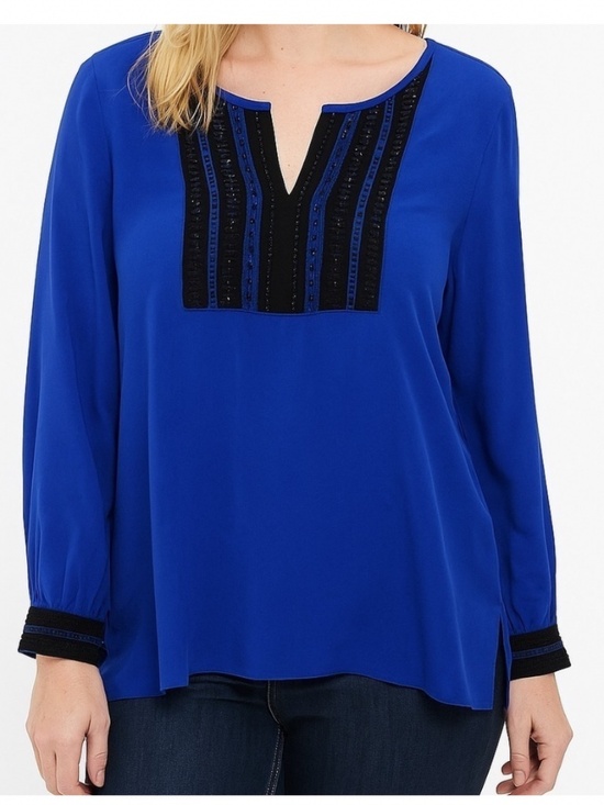 Chico's Tops - Chico’s Embellished Colorclock Top in Cobalt Combo Sz M EUC $109R